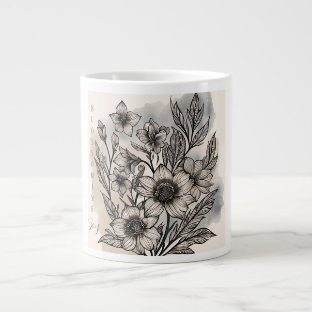 Schöne Blumen Muster, aufblühende Freude Jumbo-Tasse (Vorderseite)