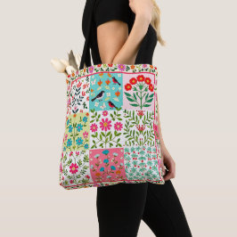 Schöne Blumen Natur Patchwork-Tasche.