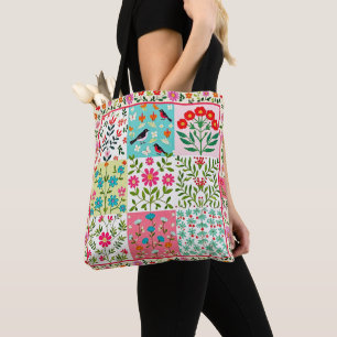 Schöne Blumen Natur Patchwork-Tasche.