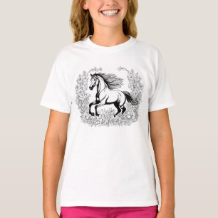 Schöne Blumen & Pferd malen ein  T-Shirt