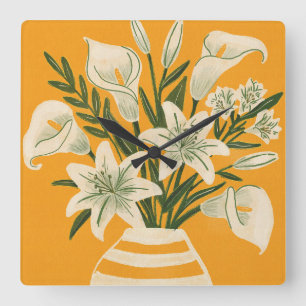 Schöne Blumen Quadratische Wanduhr