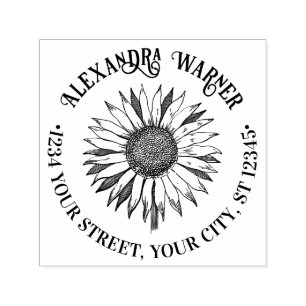 Schöne Blumen-Sonnenblume #2A Name Rücksendeadress Permastempel