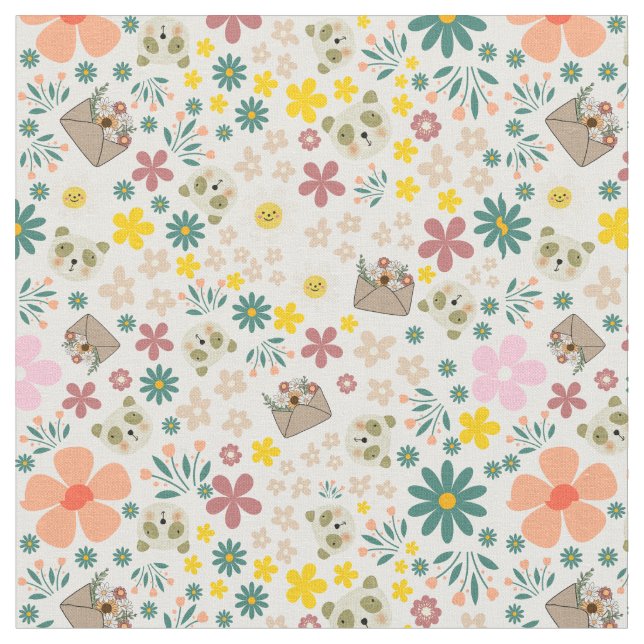 Schöne Blumen und Tiere gürtelweiße Stoffe (Nahaufnahme)