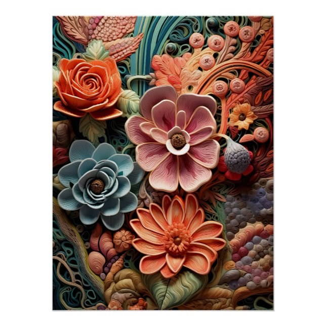 Schöne Blumen Viktorianisch Elegante Hübsche Blume Poster (Vorderseite)