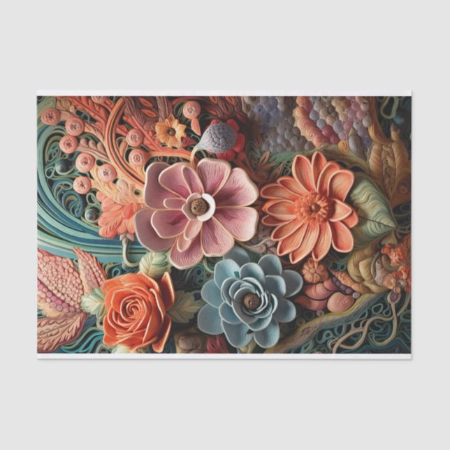 Schöne Blumen Viktorianisch Elegante Hübsche Blume Seidenpapier (Vorderseite)