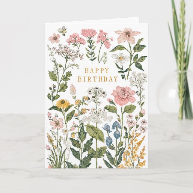 Schöne Blumen zum Geburtstag Karte (Vorderseite)