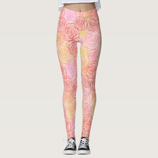 Schöne Blumenblume Kontur Leggings (Vorderseite)