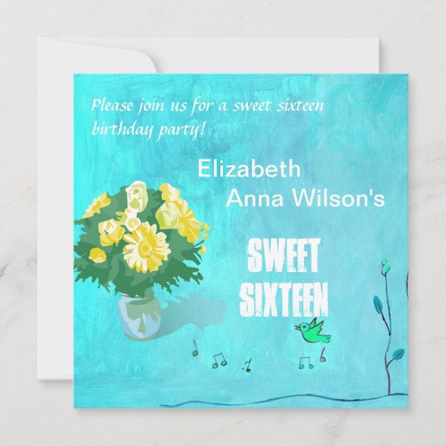 Schöne Blumenbouquet 16 . Geburtstag Geburtstagspa Einladung (Vorderseite)