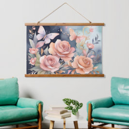 Schöne Blumenbutterfly Kunst, Dichtung und Musik Wandteppich Mit Holzrahmen