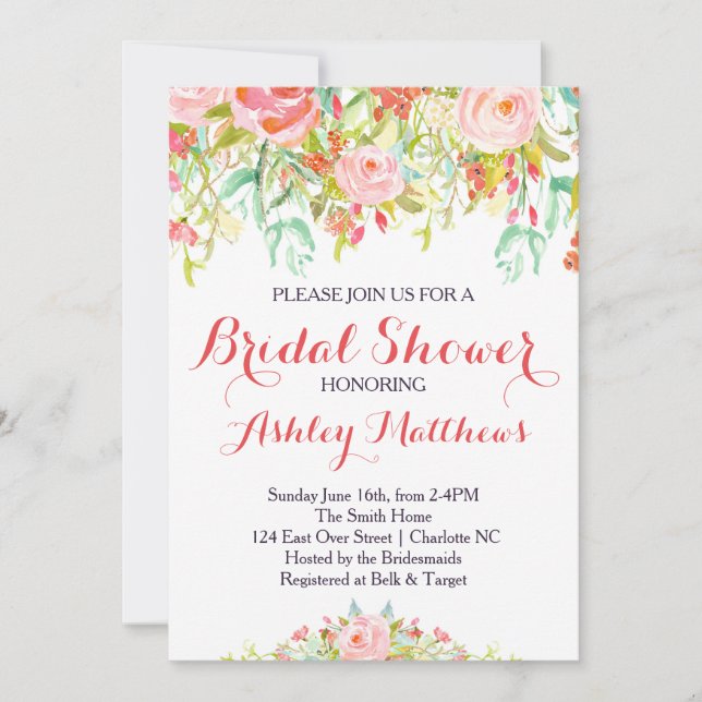 Schöne Blumendusche, Einladung, Baby Einladung (Vorderseite)
