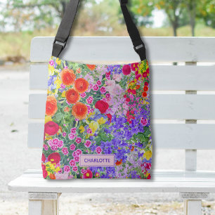 Schöne, blumengeschmückte hübsche Tasche mit Namen