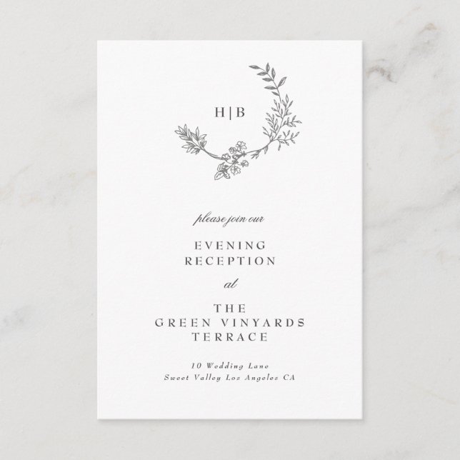 Schöne blumengeschmückte Wraath Hochzeitsempfehlun Begleitkarte (Vorderseite)