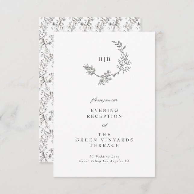 Schöne blumengeschmückte Wraath Hochzeitsempfehlun Begleitkarte (Vorne/Hinten)