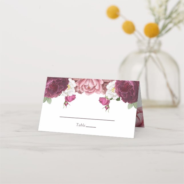 Schöne Blumenhochzeit Platzkarte (Vorderseite)