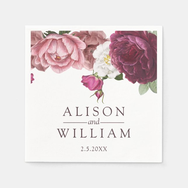 Schöne Blumenhochzeit Serviette (Vorderseite)