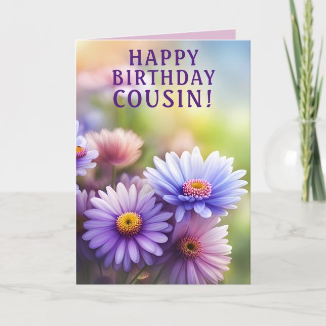 Schöne Blumenkarte zum Geburtstag für Cousin Karte (Vorderseite)