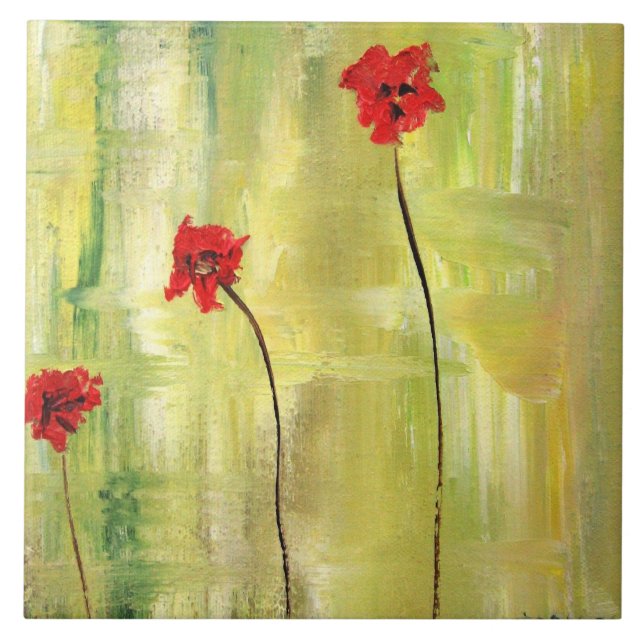 Schöne Blumenmalerei der Anemonen auf Fliese (Vorderseite)