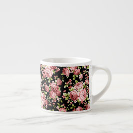 Schöne Blumenmuster-Rose mit grünen Folien Espressotasse