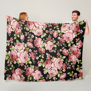 Schöne Blumenmuster-Rose mit grünen Folien Fleecedecke