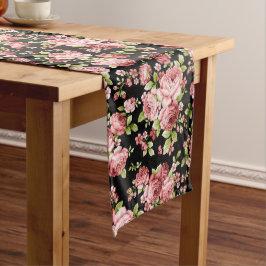 Schöne Blumenmuster-Rose mit grünen Folien Großer Tischläufer