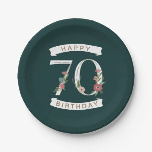 Schöne Blumennummern 70. Geburtstag Pappteller