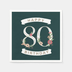 Schöne Blumennummern 80. Geburtstag Napkins Serviette