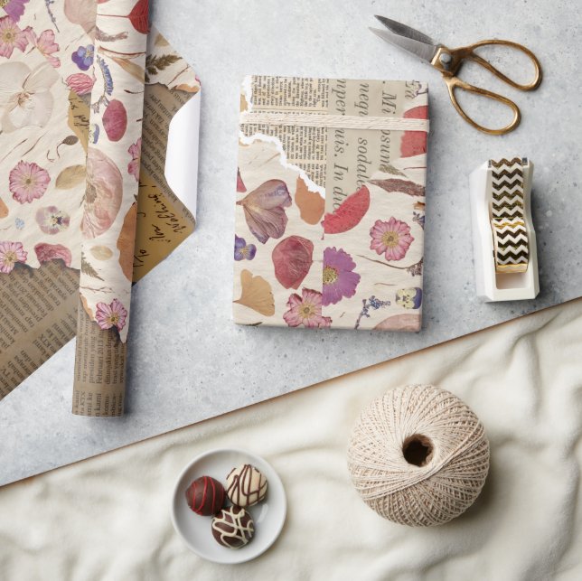 Schöne Blumenpresse Geschenkpapier (Kunsthandwerk)