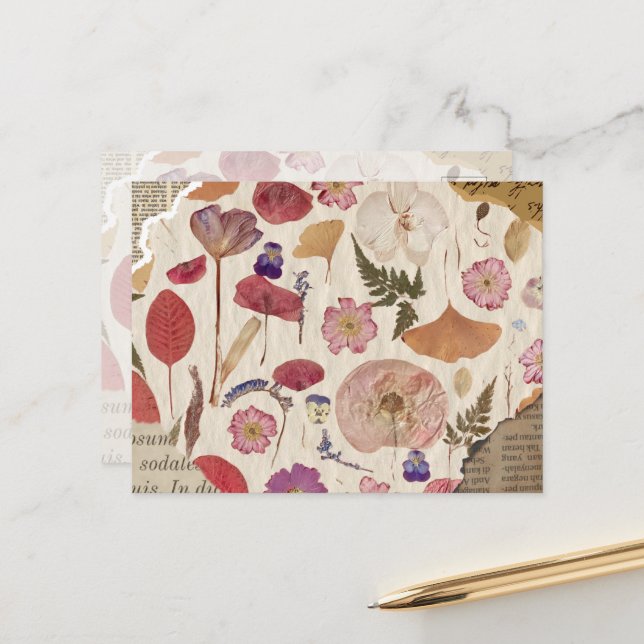 Schöne Blumenpresse Postkarte (Vorderseite/Rückseite Beispiel)