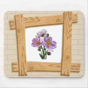 Schöne Blumenskizze in Pflankenrahmenmatte Mousepad