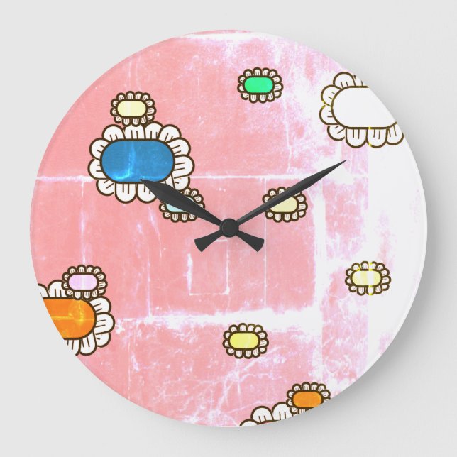 schöne Blumenuhr Große Wanduhr (Vorderseite)
