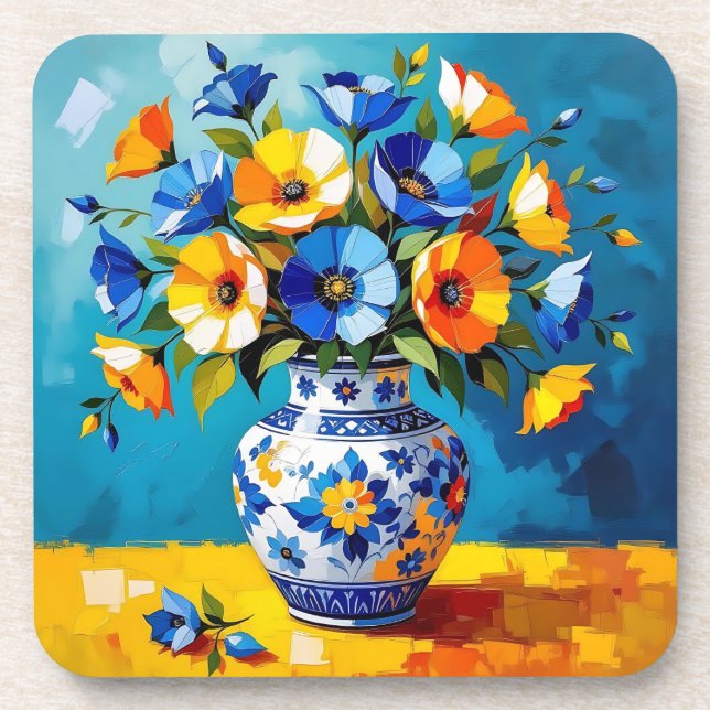 Schöne Blumenvase  Getränkeuntersetzer (Vorderseite)