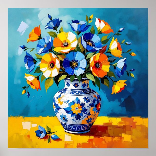 Schöne Blumenvase  Poster (Vorne)