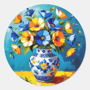 Schöne Blumenvase Runder Aufkleber