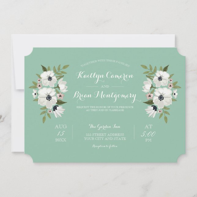 Schöne Blumenzwiebeleinladung - Minze Einladung (Vorderseite)