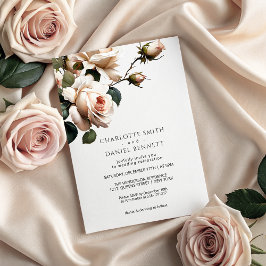 Schöne Blush Beige Öl Rose Hochzeit Einladung