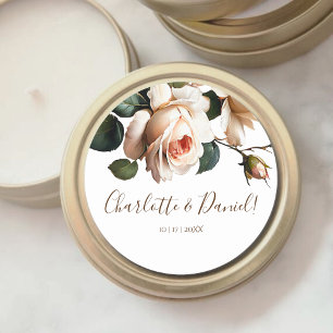 Schöne Blush Beige Öl Rose Hochzeit Runder Aufkleber