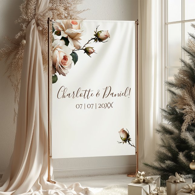 Schöne Blush Beige Öl Rose Hochzeit Wandteppich (Gorgeous Blush Beige Oil Rose Wedding Tapestry)