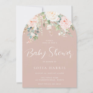 Schöne Blush & Ivory Botanical Baby Dusche Einladung