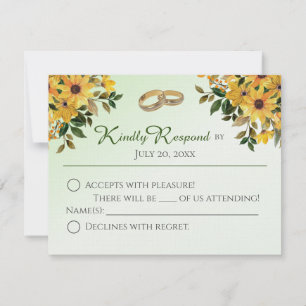 Schöne Blüte mit Rings Wedding RSVP Flat Card