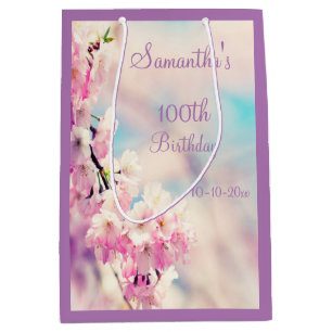 Schöne Blüten-100. Geburtstags-Party Mittlere Geschenktüte