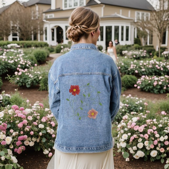 Schöne Blüten  Jeansjacke (Hochzeit Rückseite)