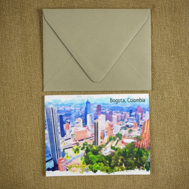 Schöne Bogota Kolumbien City Panorama Aussicht Postkarte (bogota colombia panorama view travel postcard)