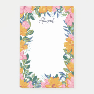 Schöne Boho-Blumen - Benutzerdefinierter Name Post-it Klebezettel