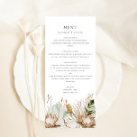 Schöne Boho Botanical Wedding Menu Card Programm<br><div class="desc">Diese hübsche Hochzeitsempfangskarte besticht durch wunderschöne boho botanische Stoffe und elegante Typografie. Zusammen bilden diese Elemente ein rustikales und dennoch elegantes Hochzeitsmenü, das sich perfekt für eine romantische Hochzeit zu jeder Jahreszeit eignet. Dieses Design koordiniert mit unserer wunderschönen Boho Botanischen Hochzeitssuite. Sehen Sie sich die Kollektion für weitere Artikel an!...</div>