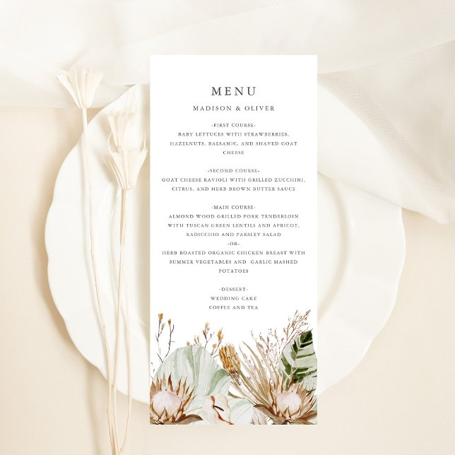 Schöne Boho Botanical Wedding Menu Card Programm (Von Creator hochgeladen)