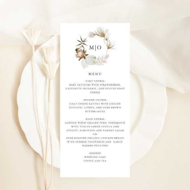 Schöne Boho Botanical Wedding Menu Card Programm (Von Creator hochgeladen)