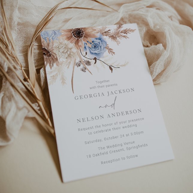 Schöne Boho Floral All Seasons Wedding Einladung (Von Creator hochgeladen)