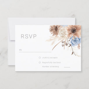 Schöne Boho Floral All Seasons Wedding RSVP Karte