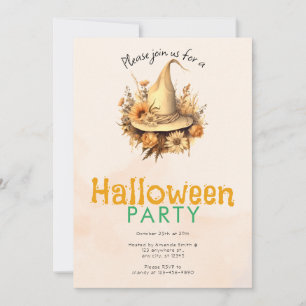 Schöne Boho-Hexenhut-Halloween-Party Einladung