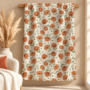 Schöne Boho-Kupfer-Sage-Wildblumen-Decke Sherpadecke